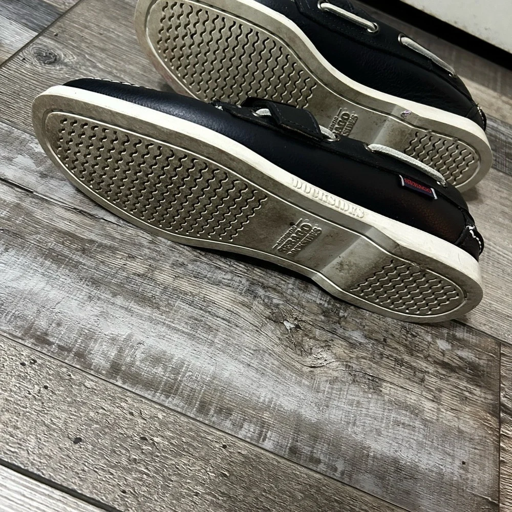 Ronnie Fieg x Sebago Leather docksiders Boat Shoes navy & grey Buckle